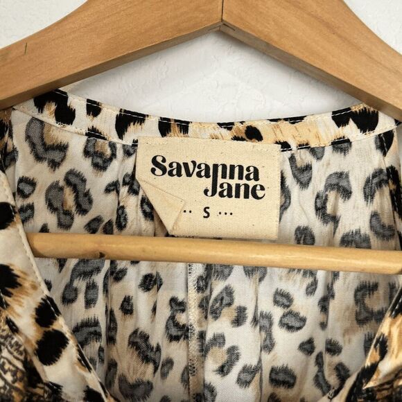 Savanna Jane Leopard Animal Floral Embroidered Tunic Tank Top Women's Size Small - Picture 5 of 6